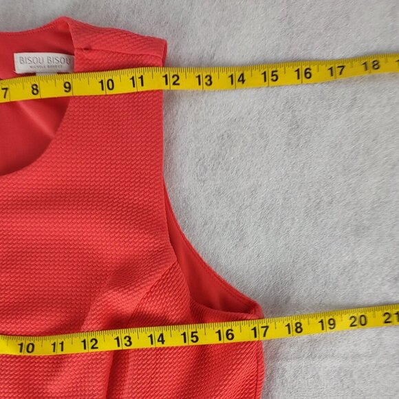 Bisou Bisou Textured Knit Coral Sleeveless Midi Dress w/ Pockets Size 10 - Picture 9 of 12